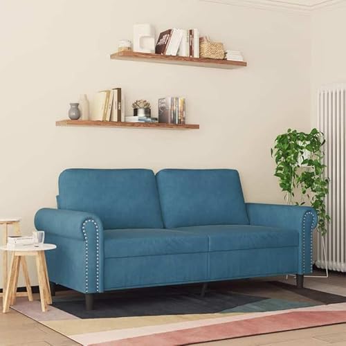 Futon Sofa 140 cm blau Samt - 2-Sitzer für Wohnzimmer & kleine Räume, bequem & langlebig, platzsparendes Design von Eleganz