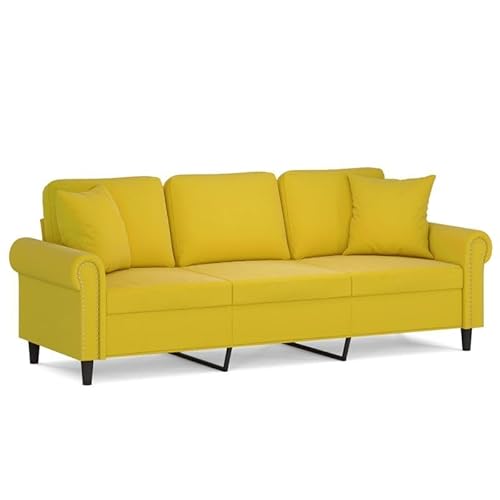 Futon-Sofa 180 cm Samt Gelb mit Zierkissen - Bequemes 3-Sitzer-Sofa für Wohnzimmer & kleine Räume - Stilvolles & Platzsparendes Design Futon-Sofa 180 cm Samt Gelb mit Zierkissen - Bequemes 3-Sitzer-Sofa für Wohnzimmer & kleine Räume - Stilvolles & Platzsparendes Design von Eleganz