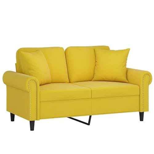 Futon Sofa 2-Sitzer 120 cm in Gelb mit Zierkissen - Samtbezug für Wohnzimmer & kleine Räume - Bequem & platzsparend Futon Sofa 2-Sitzer 120 cm in Gelb mit Zierkissen - Samtbezug für Wohnzimmer & kleine Räume - Bequem & platzsparend von Eleganz