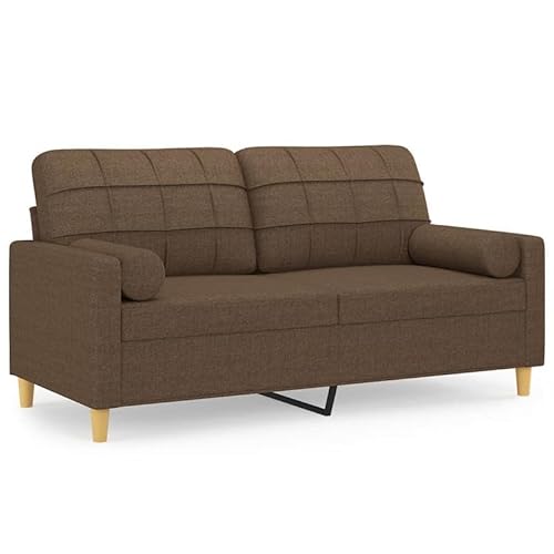 Futon Sofa 2-Sitzer Brauntöne 140 cm mit Zierkissen – Platzsparendes Stoffsofa für Wohnzimmer & kleine Räume Futon Sofa 2-Sitzer Brauntöne 140 cm mit Zierkissen – Platzsparendes Stoffsofa für Wohnzimmer & kleine Räume von Eleganz