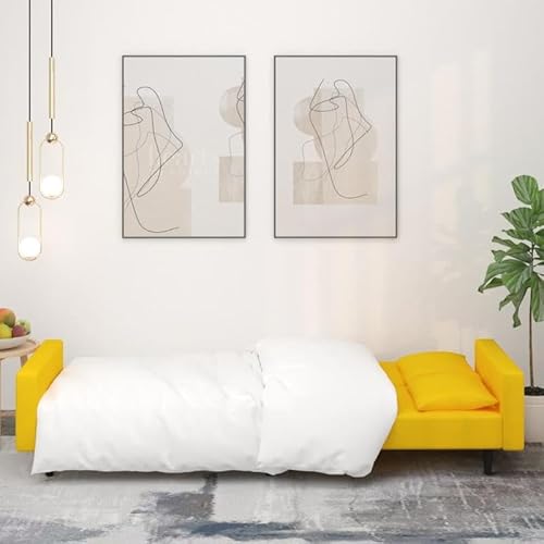 Futon Sofa 2-Sitzer Schlafsofa mit 2 Kissen in Gelb Samt – Bequemes Schlafsofa für Wohnzimmer oder Gastzimmer, Platzsparend & Gemütlich Futon Sofa 2-Sitzer Schlafsofa mit 2 Kissen in Gelb Samt – Bequemes Schlafsofa für Wohnzimmer oder Gastzimmer, Platzsparend & Gemütlich von Eleganz