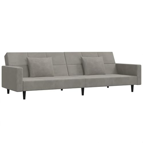 Futon Sofa 2-Sitzer Schlafsofa mit 2 Kissen in Hellgrau Samt - Bequemes Schlafsofa für Wohnzimmer oder Gastbereich, Ideal für kleine Wohnungen und Gäste Futon Sofa 2-Sitzer Schlafsofa mit 2 Kissen in Hellgrau Samt - Bequemes Schlafsofa für Wohnzimmer oder Gastbereich, Ideal für kleine Wohnungen und Gäste von Eleganz