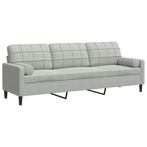 Futon Sofa 3-Sitzer 210 cm Samt Hellgrau mit Zierkissen – Bequemer Schlafsofa für Wohnzimmer und Gastbereich, Platzsparend und Langlebig Futon Sofa 3-Sitzer 210 cm Samt Hellgrau mit Zierkissen – Bequemer Schlafsofa für Wohnzimmer und Gastbereich, Platzsparend und Langlebig von Eleganz