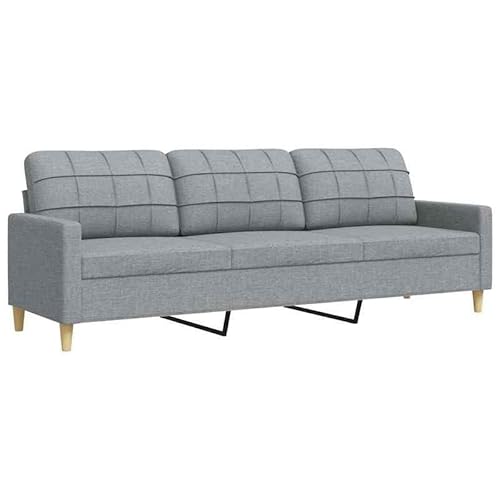 Futon Sofa 3-Sitzer hellgrau 210 cm Stoff – Bequemes Sofa für Wohnzimmer, Schlafzimmer oder Büro – Langlebig und pflegeleicht von Eleganz