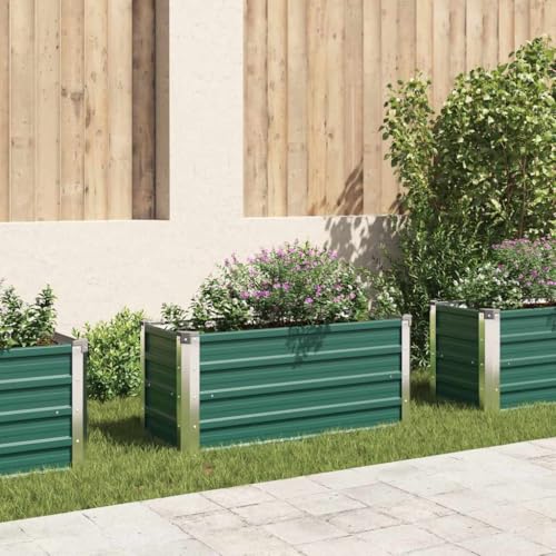 Garten Hochbeet Pflanzbeet Gartenbeet Rechteckig - Blumenkasten Gemüsebeet Blumenbeet Verzinkter Stahl 100x40x45cm (LxBxH) Grün - Ideal für Gemüse, Kräuter & Blumen von Eleganz
