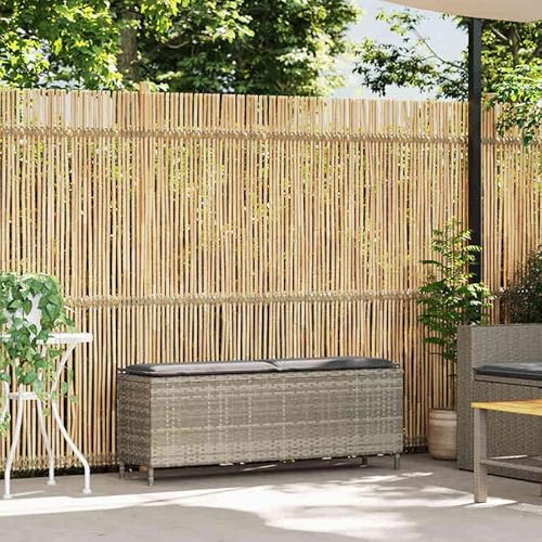 Gartenbank mit Kissen aus PE-Rattan & pulverbeschichtetem Stahl - Hellgraue Outdoor-Sitzbank für Garten, Terrasse oder Balkon (110x30x40,5 cm) - Wetterfest & bequem von Eleganz