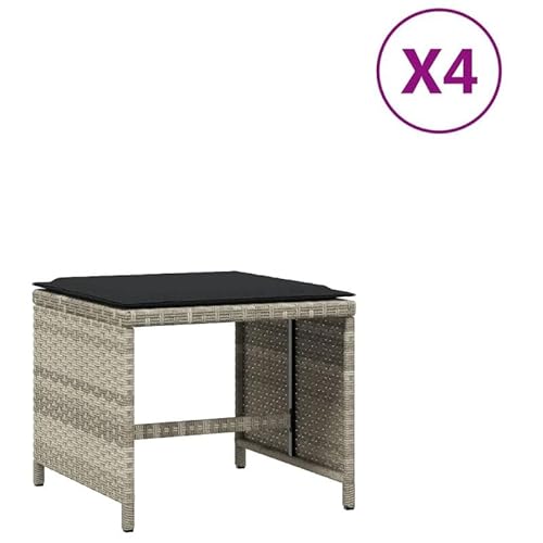 Gartenhocker 4er Set mit Kissen – Hellgraue Poly Rattan Hocker für Terrasse, Balkon & Garten – Bequem & Wetterfest – Ideal für Outdoor-Lounge Gartenhocker 4er Set mit Kissen – Hellgraue Poly Rattan Hocker für Terrasse, Balkon & Garten – Bequem & Wetterfest – Ideal für Outdoor-Lounge von Eleganz