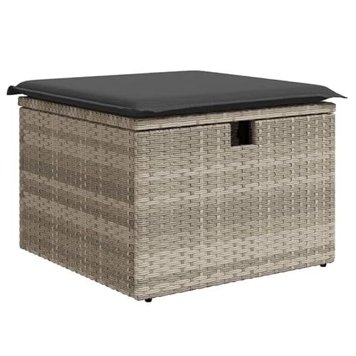 Gartenhocker aus Poly Rattan mit Kissen 55x55x37 cm hellgrau – Leichter Outdoor Hocker für Garten, Terrasse und Balkon – Bequem & Wetterfest Gartenhocker aus Poly Rattan mit Kissen 55x55x37 cm hellgrau – Leichter Outdoor Hocker für Garten, Terrasse und Balkon – Bequem & Wetterfest von Eleganz