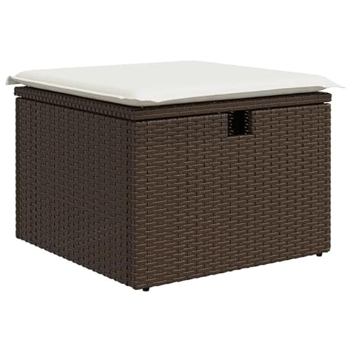 Gartenhocker mit Kissen – Brauner Poly Rattan Hocker 55x55x37 cm – Bequem & Wetterfest für Garten, Terrasse und Balkon – Perfekte Outdoor Sitzgelegenheit von Eleganz