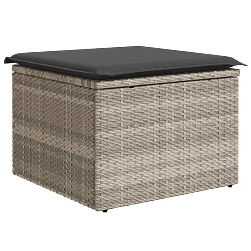 Gartenhocker mit Kissen Hellgrau 55x55x37 cm Poly Rattan - Leichter Outdoor Hocker für Garten, Terrasse & Balkon - Bequem & Wetterfest Gartenhocker mit Kissen Hellgrau 55x55x37 cm Poly Rattan - Leichter Outdoor Hocker für Garten, Terrasse & Balkon - Bequem & Wetterfest von Eleganz