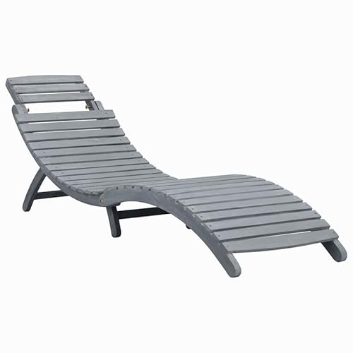 Gartenliege Akazie Grau mit Auflage - Sonnenliege aus Massivholz für Terrasse & Garten - Langlebig & Wetterfest - Perfekt zum Entspannen von Eleganz