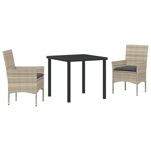 Gartensitzgruppe 3-teilig aus Poly Rattan in Hellgrau mit Kissen - Gemütliche Essgruppe für Garten, Terrasse oder Balkon - Wetterfest und pflegeleicht Gartensitzgruppe 3-teilig aus Poly Rattan in Hellgrau mit Kissen - Gemütliche Essgruppe für Garten, Terrasse oder Balkon - Wetterfest und pflegeleicht von Eleganz