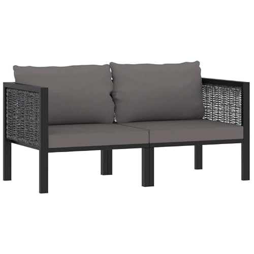 Gartensofa 2-Sitzer Balkonmöbel Sitzlounge:Balkonsofa mit Auflage Anthrazit Poly Rattan,Balkonlounge mit Outdoor Kissen wetterfest,Balkonmöbel Kleiner Balkon, Wintergarten von Eleganz