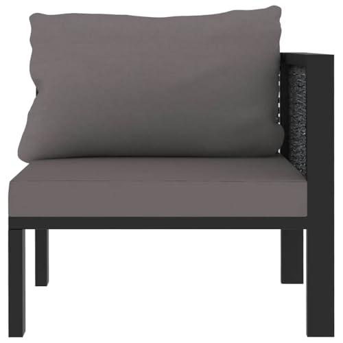 Gartensofa Eckelement mit Linker Armlehne aus Poly-Rattan und Aluminium, Anthrazit – Modernes und Langlebiges Gartensitzmöbel für Terrasse und Garten von Eleganz