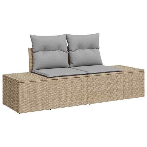 Gartensofa aus Poly-Rattan mit Kissen - Beige 123x62x69cm - Wetterfest & Bequem für Garten, Terrasse oder Balkon - Modernes Design für Erholung im Freien Gartensofa aus Poly-Rattan mit Kissen - Beige 123x62x69cm - Wetterfest & Bequem für Garten, Terrasse oder Balkon - Modernes Design für Erholung im Freien von Eleganz