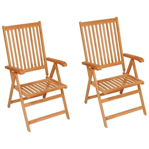 Gartenstühle 2er Set aus massivem Teak-Holz mit beigen Kissen – langlebig & wetterfest für Terrasse, Garten oder Balkon von Eleganz