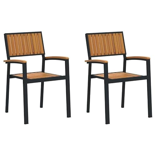 Gartenstuhl 2er Set aus Massivholz Akazie - Braun, 56 x 57 x 87cm - Langlebig & Wetterfest - Perfekt für Garten, Terrasse und Balkon - Natürliches Design für Gemütlichkeit von Eleganz