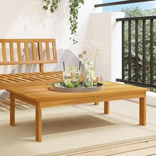 Gartentisch aus Akazien-Massivholz 100x60x30 cm - Langlebiger und wetterfester Gartensitzmöbel für Terrasse oder Garten - Mit Öl behandelt für natürlichen Schutz und edle Optik von Eleganz