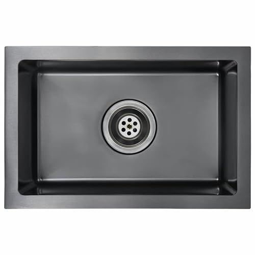 Handgefertigte Edelstahl-Spüle mit gebürsteter Oberfläche - Schwarz - Hochwertige Küchenspüle für moderne Haushalte - Langlebig und pflegeleicht Handgefertigte Edelstahl-Spüle mit gebürsteter Oberfläche - Schwarz - Hochwertige Küchenspüle für moderne Haushalte - Langlebig und pflegeleicht von Eleganz