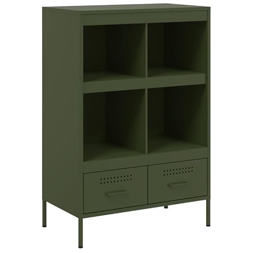 Highboard Olivgrün 68x39x101,5 cm - Modernes Wohnzimmermöbel Set aus Stahl für kleine Räume | Stabile Aufbewahrung & Elegantes Design | Ideal für Wohnzimmer oder Schlafzimmer von Eleganz