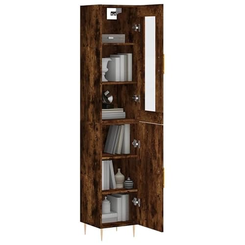 Highboard Räuchereiche 34,5x34x180 cm - Moderner Wohnzimmerschrank aus Holzwerkstoff, Metall & Glas - Stauraumlösung für kleine Räume - Elegantes Möbelstück für Ihr Zuhause Highboard Räuchereiche 34,5x34x180 cm - Moderner Wohnzimmerschrank aus Holzwerkstoff, Metall & Glas - Stauraumlösung für kleine Räume - Elegantes Möbelstück für Ihr Zuhause von Eleganz
