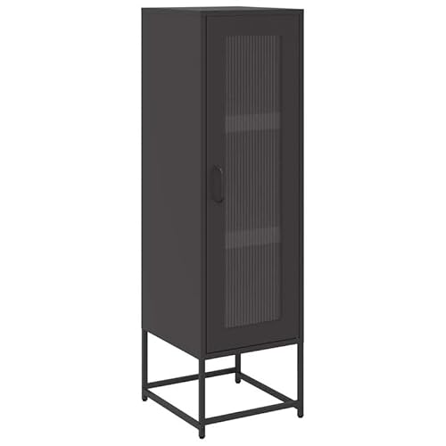 Highboard Schwarz für Wohnzimmer - Modernes Regal aus kaltgewalztem Stahl (36x39x123 cm) - Stabiles Aufbewahrungsmöbel für Kleidung und Deko von Eleganz