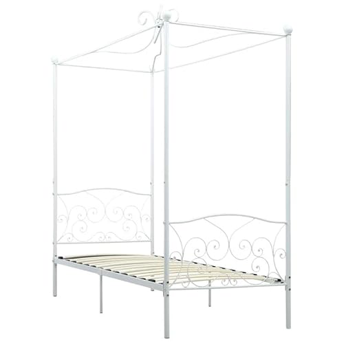 Himmelbett-Gestell Weiß Metall 100 x 200 cm - Modernes Bettgestell für Schlafzimmer, Stabiles Metallframe mit elegantem Design, Einfache Montage für Erholsamen Schlaf Himmelbett-Gestell Weiß Metall 100 x 200 cm - Modernes Bettgestell für Schlafzimmer, Stabiles Metallframe mit elegantem Design, Einfache Montage für Erholsamen Schlaf von Eleganz