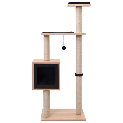 Katzen-Kratzbaum mit Sisal-Kratzmatte | 123 cm Höhe | Katzenbett aus Holz, MDF & Plüsch | Robust & Natürlich für Wohnung & Haus | Kratzbaum für Katzen mit Sisal & Jute Katzen-Kratzbaum mit Sisal-Kratzmatte | 123 cm Höhe | Katzenbett aus Holz, MDF & Plüsch | Robust & Natürlich für Wohnung & Haus | Kratzbaum für Katzen mit Sisal & Jute von Eleganz