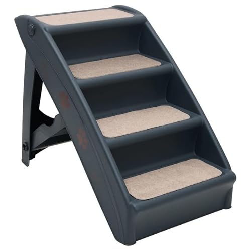 Klappbare Hundetreppe mit 4 Stufen - Leicht & Stabil aus PP & Filz - Ideal für Sofa & Bett - Komfortabler Zugang für kleine Hunde & ältere Tiere von Eleganz
