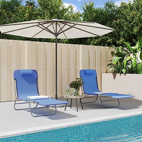 Klappbare Sonnenliegen 2 STK. - Stahl & Textilene - Perfekt für Garten, Terrasse oder Pool - Robust & Wetterfest - Ideal für Entspannung im Freien von Eleganz