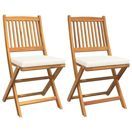 Klappstuhl 2er Set aus Massivholz Akazie - Weiß 49x57,5x92 cm - Perfekt für Garten, Terrasse und Balkon - Robust & Wetterfest von Eleganz