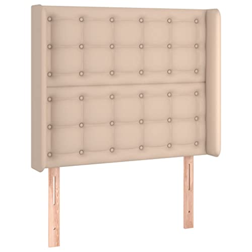 Kopfteil mit Ohren - Cappuccino-Braun 93x16x118/128 cm Kunstleder - Hochwertiges Kopfteil für Betten & Zubehör, Langlebig und Pflegeleicht - Perfekte Lösung für Komfort und Stil im Schlafzimmer Kopfteil mit Ohren - Cappuccino-Braun 93x16x118/128 cm Kunstleder - Hochwertiges Kopfteil für Betten & Zubehör, Langlebig und Pflegeleicht - Perfekte Lösung für Komfort und Stil im Schlafzimmer von Eleganz
