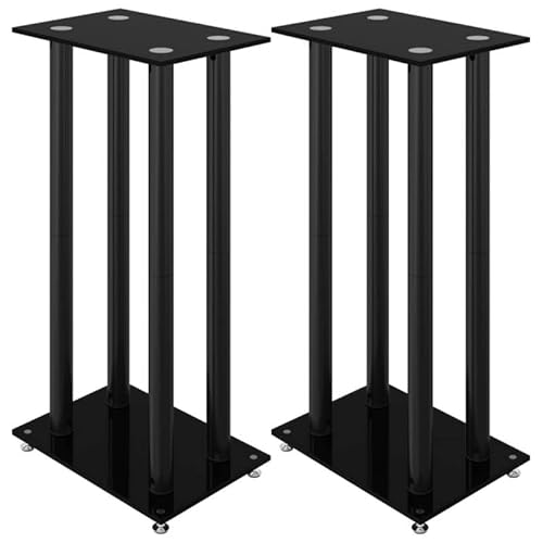 Lautsprecher-Ständer 2er Set aus Aluminium und Hartglas – Stabile Säulen für klaren Sound | Ideal für Heimkino und Musikanlagen | Modernes Design in Schwarz von Eleganz