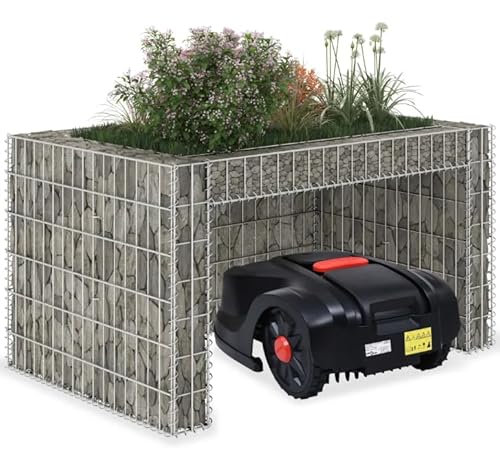 Mähroboter Garage mit Pflanzkasten: Stahldraht Überdachung für Rasenroboter, Hochbeet 110x80x60 cm Stahldraht - Schutz vor Wind & Witterung von Eleganz