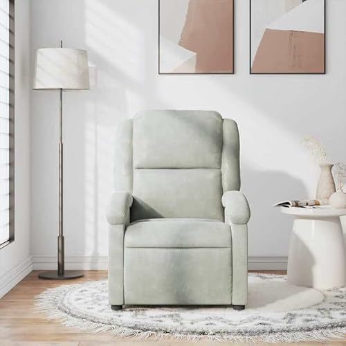 Massagesessel Hellgrau Samt - Bequemer Sessel mit Samtbezug (100% Polyester), Metallgestell & Sperrholz - Perfekt für Wohnzimmer und Entspannung von Eleganz