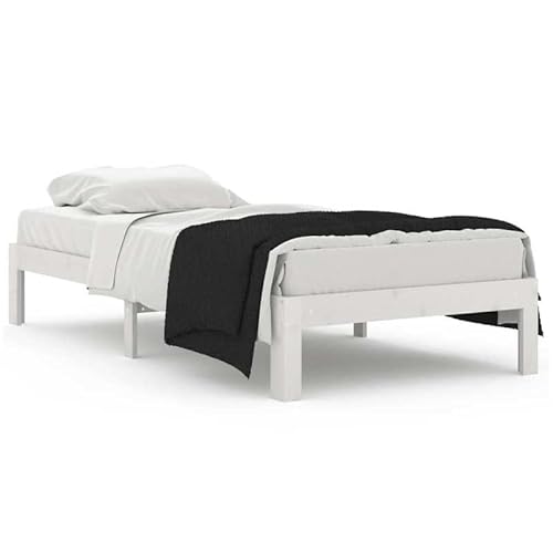Massivholzbett Weiß 90x200 cm | Schlichter Design & Strapazierfähig | Kinderbett oder Gästebett | Einfache Montage & Langlebig | Natürliche Materialien von Eleganz