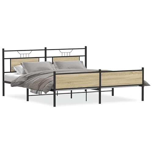 Metallbett 180x200 cm Sonoma-Eiche - Stabiles Hochbett für Erwachsene, Modernes Design, Einfache Montage - Ideal für Schlafzimmer und Gästezimmer Metallbett 180x200 cm Sonoma-Eiche - Stabiles Hochbett für Erwachsene, Modernes Design, Einfache Montage - Ideal für Schlafzimmer und Gästezimmer von Eleganz