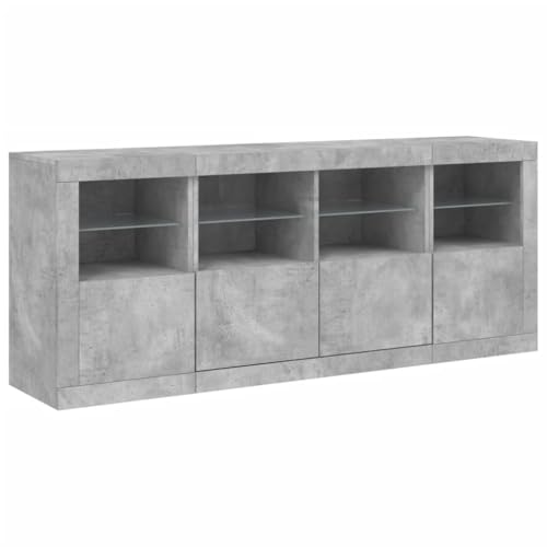 Modernes Sideboard in Betongrau 163x37x67 cm - Kommode mit LED Beleuchtung, Aufbewahrungsschrank mit Stauraum für Schlafzimmer und Wohnzimmer von Eleganz