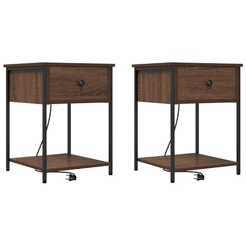 Nachttisch 2er Set aus Braune Eiche Holzwerkstoff | 42 x 41 x 56 cm | Stilvoll & Stabil | Perfekte Größe für kleine Räume | Modernes Schlafzimmer Design von Eleganz