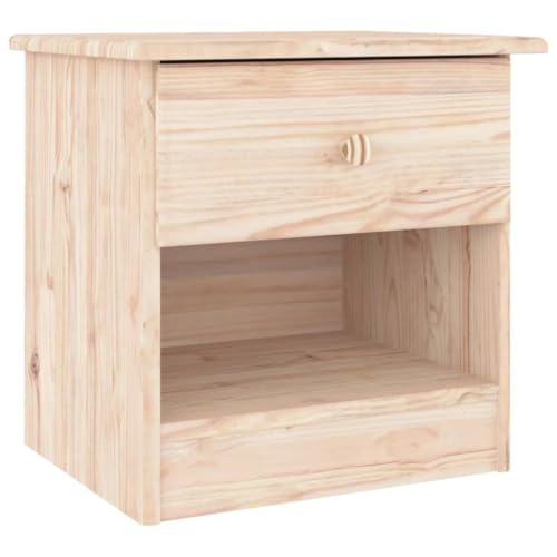 Nachttisch ALTA Natur 41x35x41 cm aus massivem Kiefernholz - unbehandelt, langlebig & umweltfreundlich für Schlafzimmer & kleine Räume von Eleganz