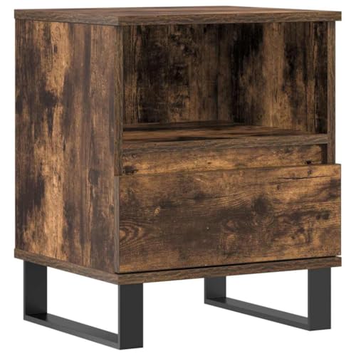 Nachttisch aus Räuchereiche 40x35x50 cm | Holzwerkstoff & Metall | Modern & Langlebig | Perfekt für Schlafzimmer & kleine Wohnungen von Eleganz