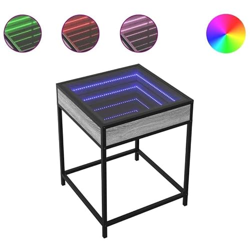 Nachttisch mit Infinity- - Grau Sonoma 40x40x51 cm - Moderner Beistelltisch aus Holzwerkstoff, Glas & Stahl - Schlafzimmer Kommode mit atmosphärischer Beleuchtung Nachttisch mit Infinity- - Grau Sonoma 40x40x51 cm - Moderner Beistelltisch aus Holzwerkstoff, Glas & Stahl - Schlafzimmer Kommode mit atmosphärischer Beleuchtung von Eleganz
