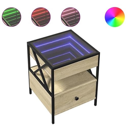 Nachttisch mit Infinity- - Moderne Nachttisch Sonoma-Eiche 40x40x51 cm - Schlafzimmer Kommode mit -Beleuchtung, Stauraum & schlankem Design Nachttisch mit Infinity- - Moderne Nachttisch Sonoma-Eiche 40x40x51 cm - Schlafzimmer Kommode mit -Beleuchtung, Stauraum & schlankem Design von Eleganz