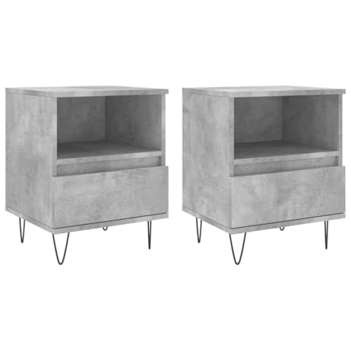 Nachttische 2 STK. Betongrau 40x35x50 cm aus Holzwerkstoff & Metall - Modernes Design, Stabile Konstruktion - Perfekt für Schlafzimmer & kleine Wohnungen von Eleganz