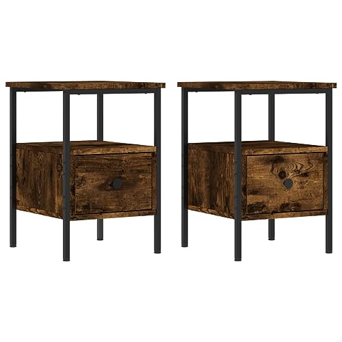 Nachttische 2 STK. aus Räuchereiche & Eisen - Modernes Design, Stabile Holzwerkstoff-Konstruktion - Perfekt für Schlafzimmer & kleine Wohnungen Nachttische 2 STK. aus Räuchereiche & Eisen - Modernes Design, Stabile Holzwerkstoff-Konstruktion - Perfekt für Schlafzimmer & kleine Wohnungen von Eleganz