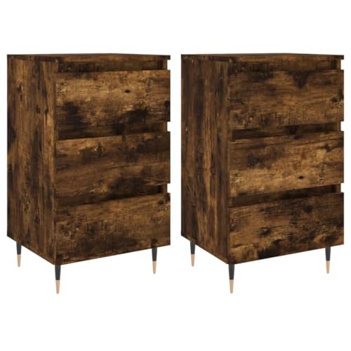 Nachttische 2 STK. aus Räuchereiche & Eisen | Modernes Design für Schlafzimmer | Langlebig & Stilvoll | Platzsparend & Robust Nachttische 2 STK. aus Räuchereiche & Eisen | Modernes Design für Schlafzimmer | Langlebig & Stilvoll | Platzsparend & Robust von Eleganz