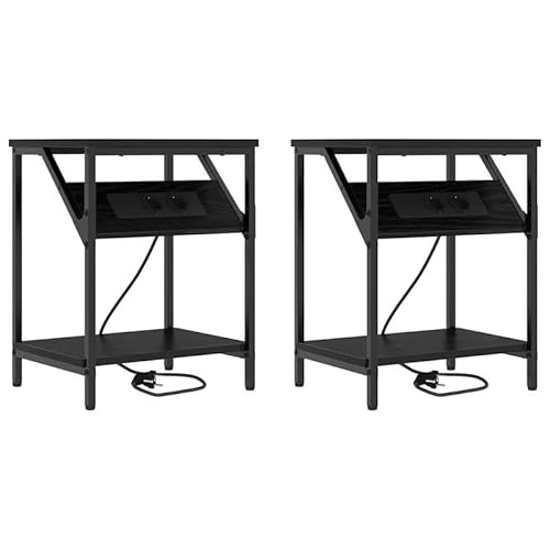 Nachttische 2er Set aus Schwarze Eiche Holzwerkstoff 38 x 30 x 48 cm - Moderner Beistelltisch für Schlafzimmer, Wohnzimmer | Stabile Kommode mit Stauraum Nachttische 2er Set aus Schwarze Eiche Holzwerkstoff 38 x 30 x 48 cm - Moderner Beistelltisch für Schlafzimmer, Wohnzimmer | Stabile Kommode mit Stauraum von Eleganz