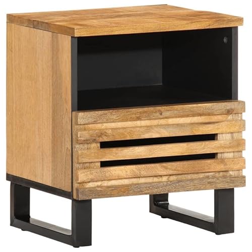 Nachttische 2er Set aus rauem Mangoholz 40x34x46 cm - Stilvolle & stabile Beistelltische für Schlafzimmer, Wohnzimmer - Natürliches Design & langlebig von Eleganz