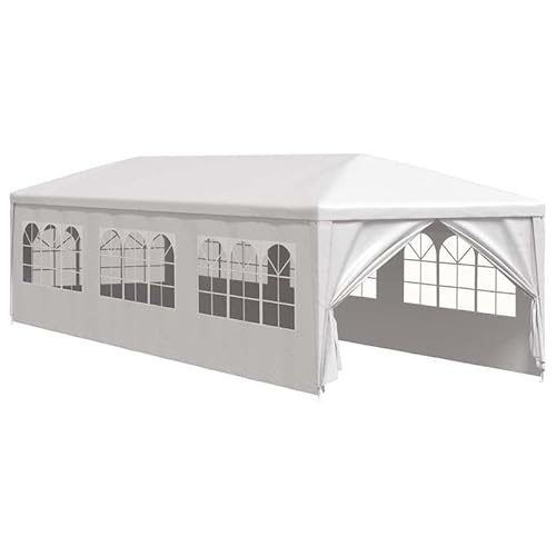 Partyzelt 3x9 m Weiß - Pavillon mit PE-Dach und Seitenwänden & Stahlrahmen - Ideal für Gartenfeste, Märkte und Events - Wetterfest und langlebig von Eleganz
