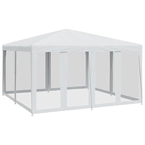 Pavillon 4x4 m mit 8 Mesh-Seitenteilen Weiß HDPE - Leicht & stabil für Garten, Camping & Outdoor - Ideal für Sonnenschutz & Belüftung von Eleganz